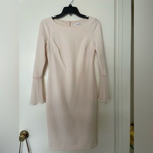 Long sleeve, light pink, button sleeve design, SIZE 2, zipper back, Calvin Klein
